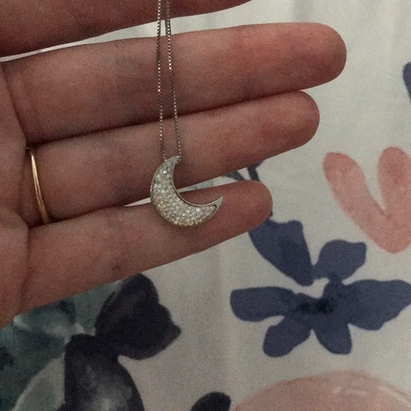 Austrian crystal moon necklace in sterling silver 🌙 - Picture 1 of 6